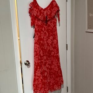 *new with tags* Lulus Red/Pink Maxi Off Shoulder Dress XL